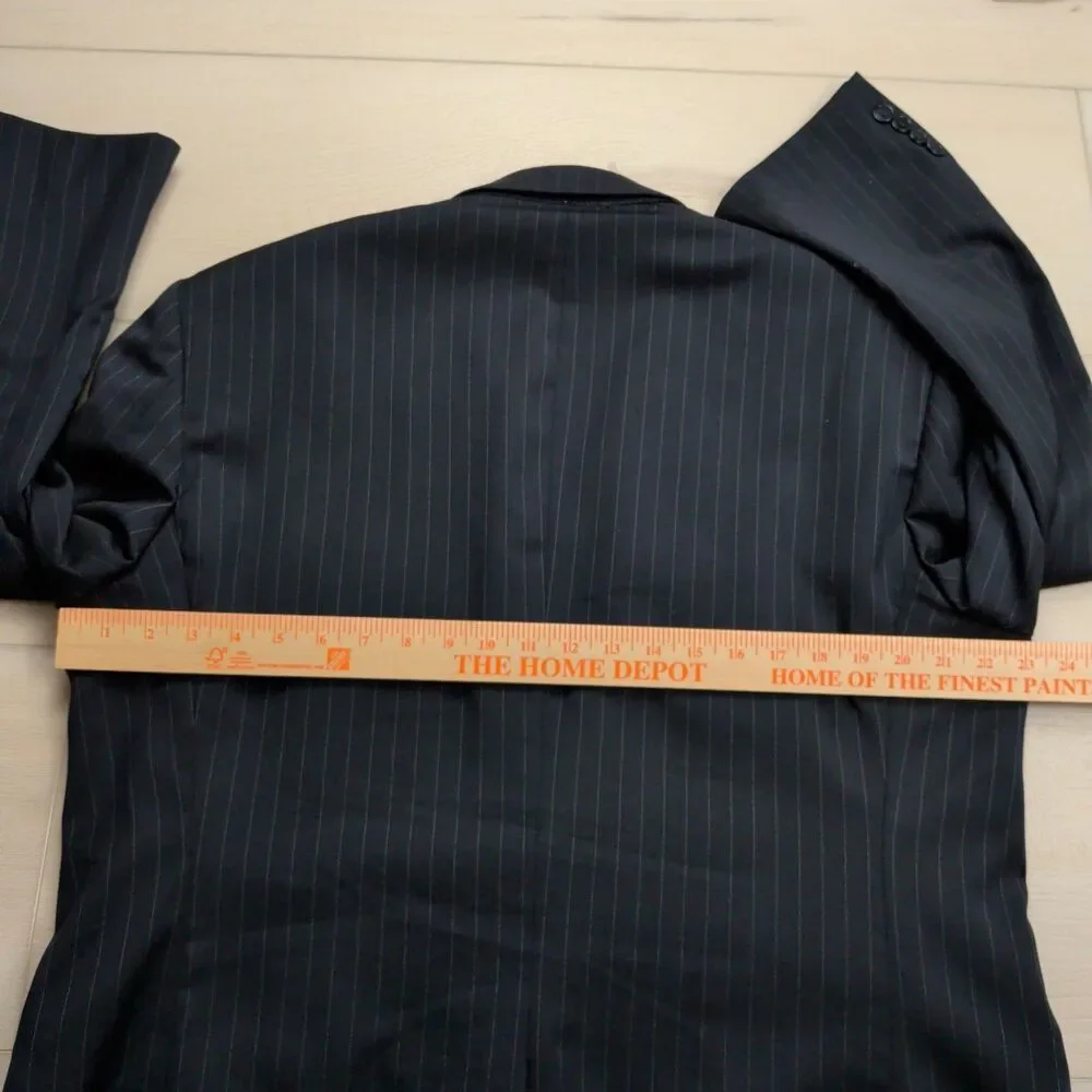Brooks Brothers‎ Blazer Sport Coat Mens 44R 1818 Madison Black Pinstripe Wool